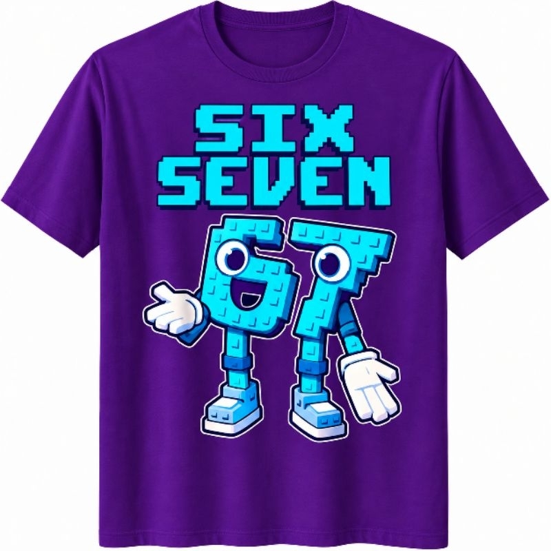 Camiseta Basica ou Infantil Six Seven Bruh! Legos Algodão Leve Fresca 6 ao 16 Meninos Estampada