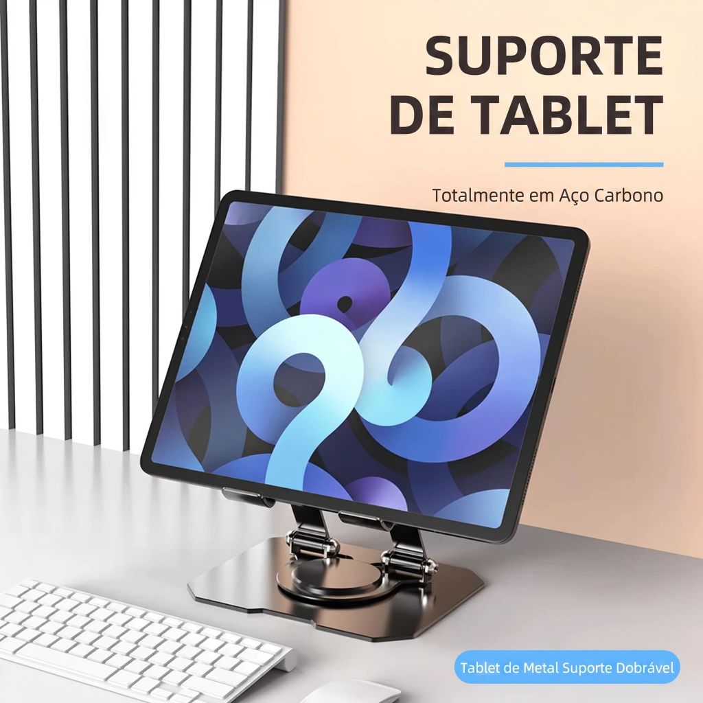 Rotating Metal Stand for Tablet and Cell Phone | Durable and Elegant Aluminum | Adjustable and Practical — imagem 2 de 2