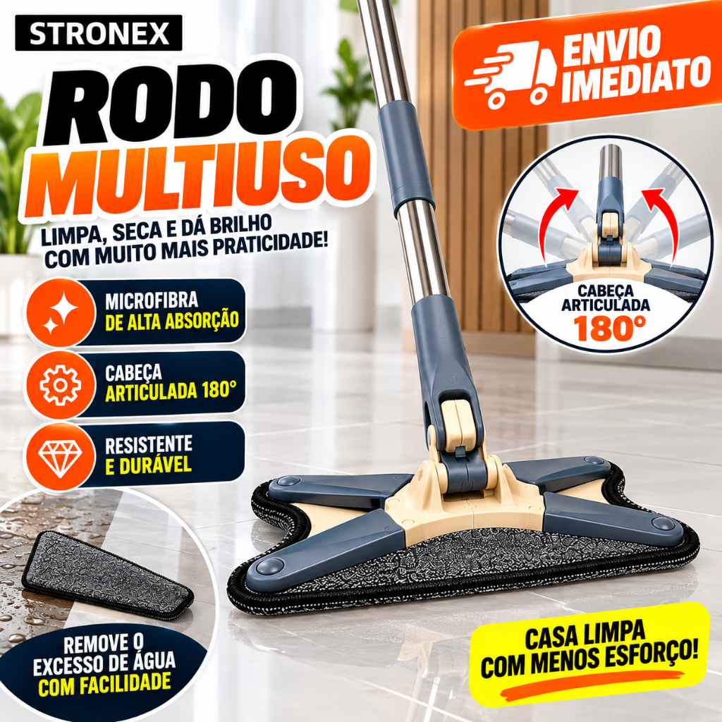 RODO MÁGICO LIMPA CHÃO VIDROS MAGICO MOP ARTICULADO LIMPA VIDRO BOX JANELAS RODINHO SACADA LIMPA PISO PAREDE
