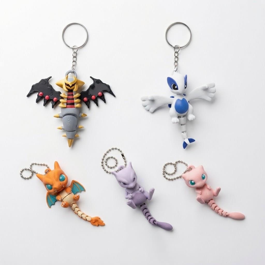 Chaveiro Articulado Impressão 3D Premium - Giratina Lugia Charizard Vaporeon Mewtwo Mew Antiestresse Colecionável Geek