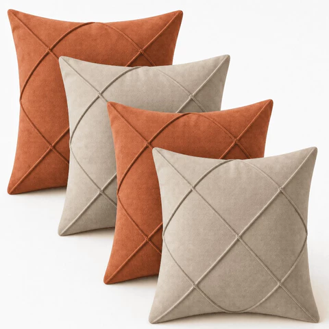 Kit 4 Capas de Almofada 40x40 cm Suede Premium Decorativa Luxo para Sofá Sala Quarto com Zíper