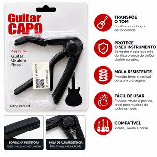 Capotraste para Violão Guitar CAPO – Violão, Ukulele e Baixo