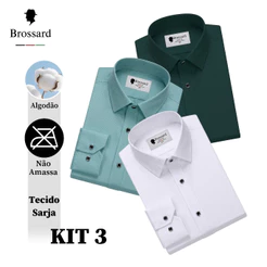Kit 3 Camisa Social Masculina Slim Não Amassa com Algodão, Peça Versátil, Trabalho Diário e Casual