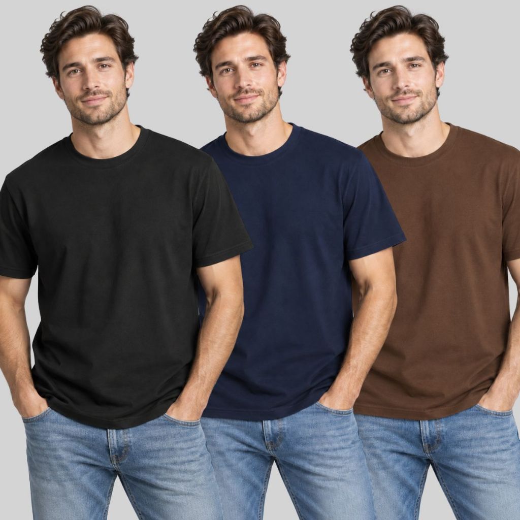 Kit 3 Camisetas Masculinas Básicas Algodão Lisa Casual Confortável