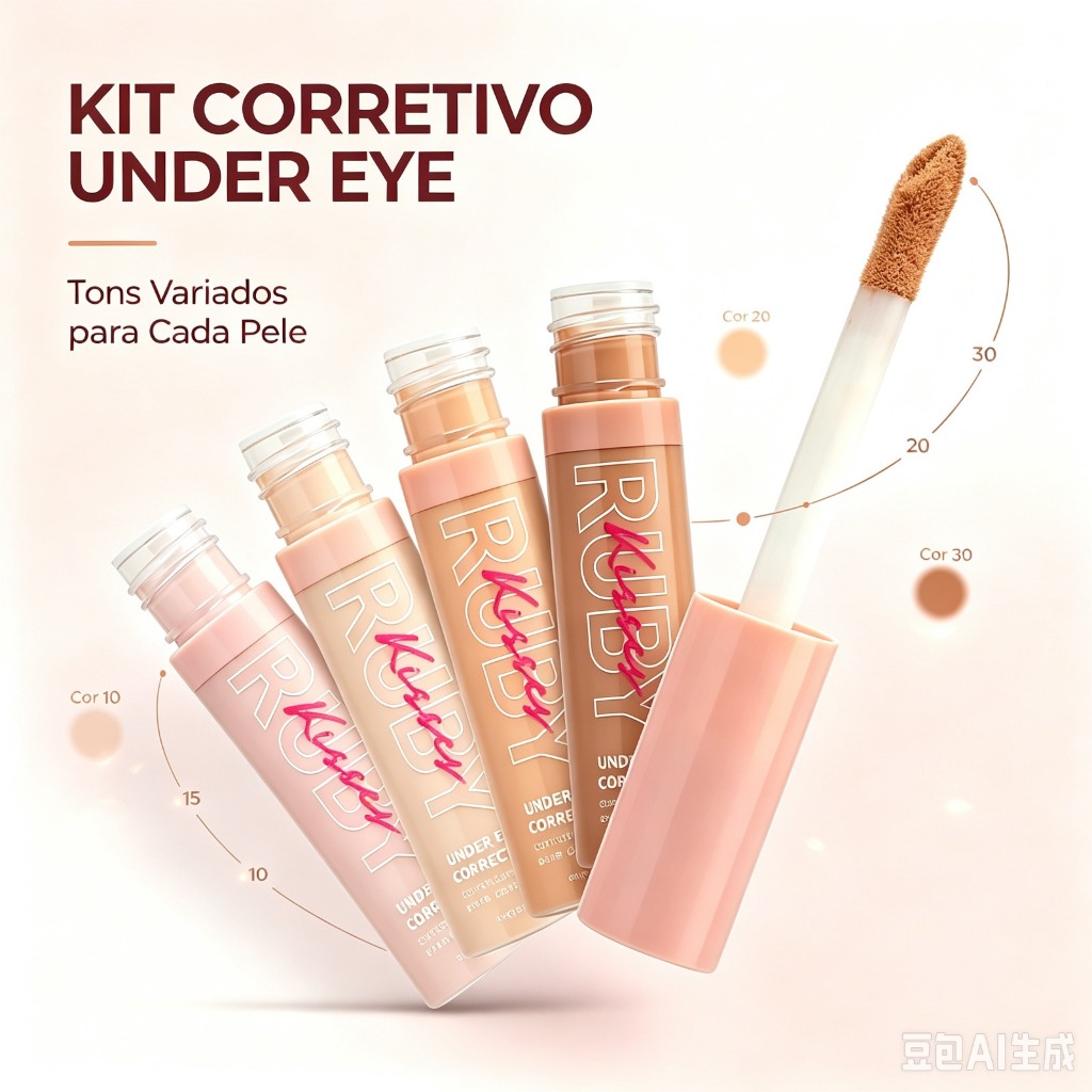 Kit 2 ou 3 Corretivos Ruby Kisses Under Eye 10ml / Combinacao de Cores Iluminador e Contorno