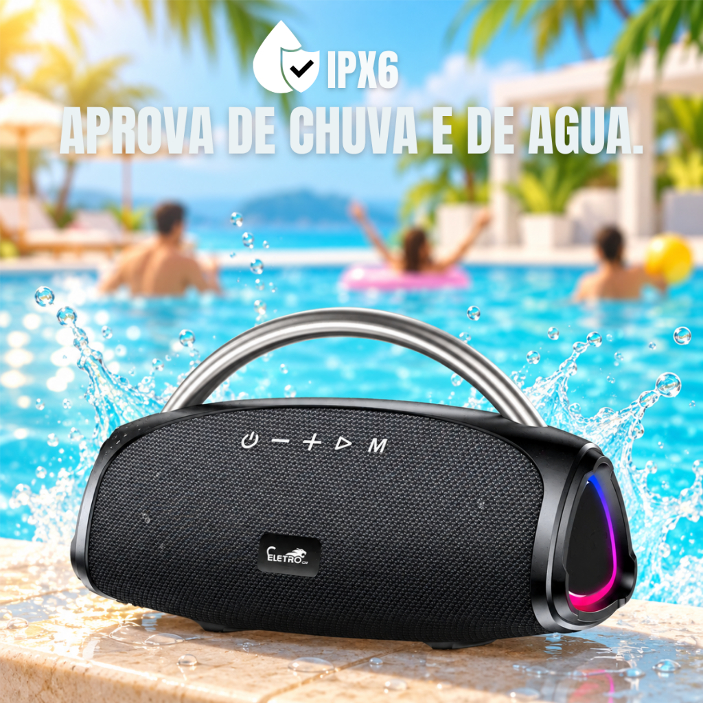 Caixa De Som Bluetooth 300w Graves Potentes Bass Boost Alta Potencia Potatil Bombox Bivolt, Com Leds RGB — imagem 2 de 2
