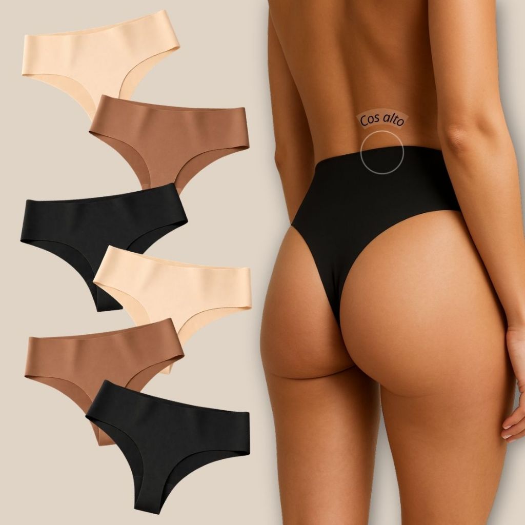 Kit 10,8,5 ou 3 Calcinhas Cós Alto Fio Corte a Laser Sem Costura Modeladora Poliamida Premium