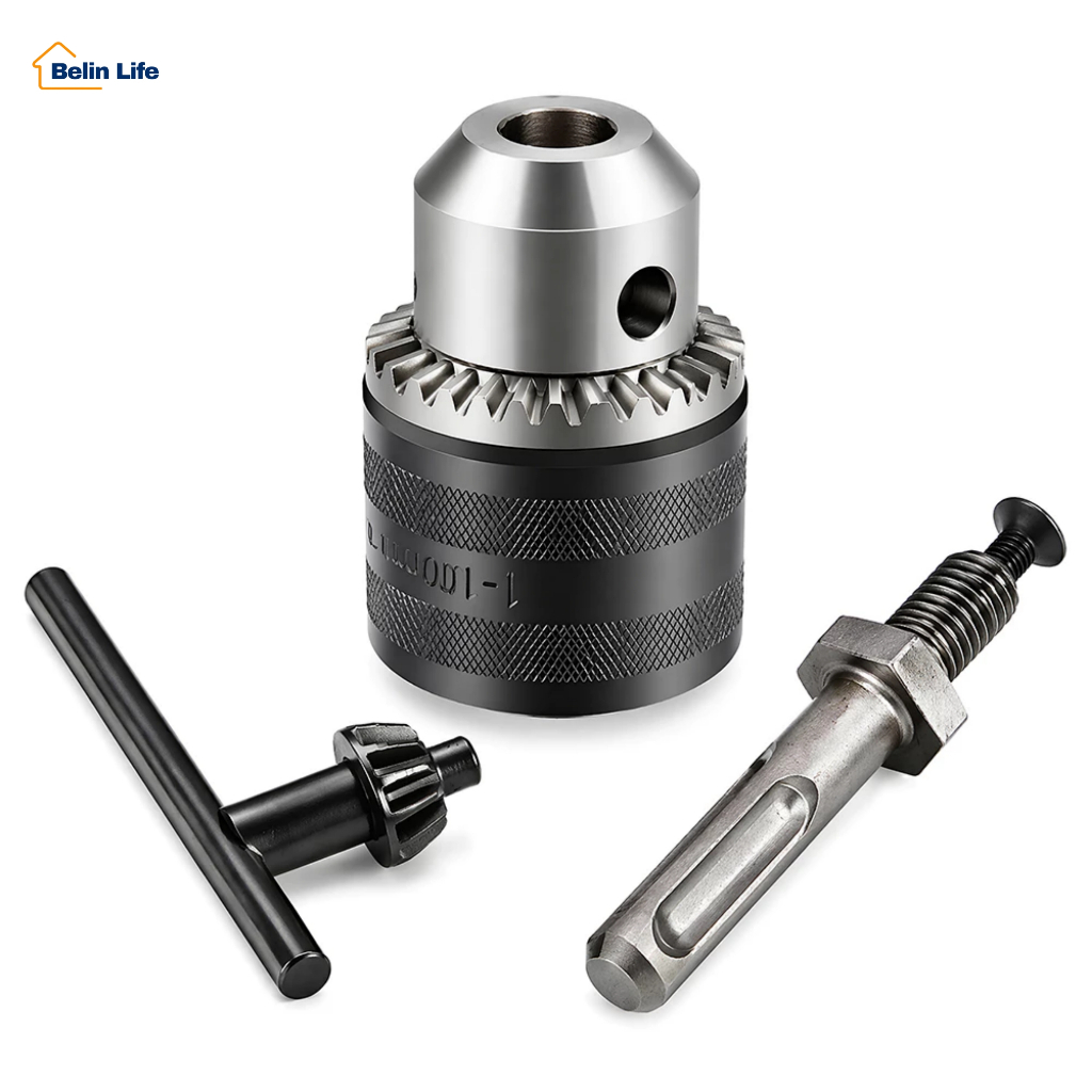 Kit Mandril Metálico 1,5–13mm com Chave T e Adaptador SDS Plus para Martelete Rotativo e Perfuração