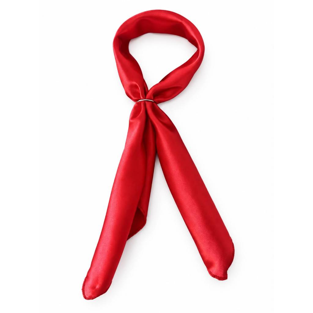 Lenço Infantil Gaúcho Cetim Vermelho Branco Tradicional 45cm