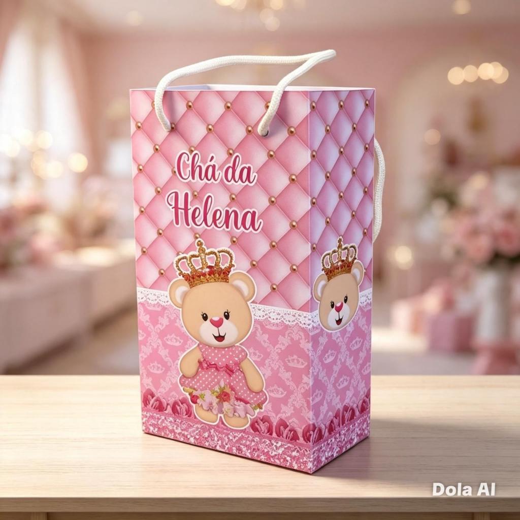 Sacolinhas Surpresas P Ursinha Princesa Personalizada com nome Festa Infantil Chá Aniversário Lembrancinhas