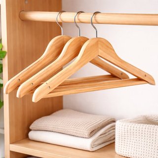 Kit 3 Cabides De Madeira Maciça Com Verniz Elegante e super Duravel Anti Umidade Guarda Roupa Organização