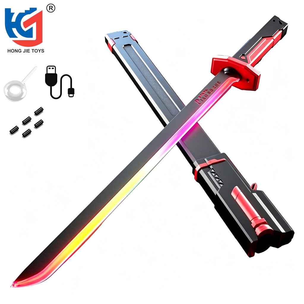 Espada LED 80cm com Efeito de Fumaça e Luz RGB Sabre de Luz Brinquedo para Cosplay Fantasia e Presente