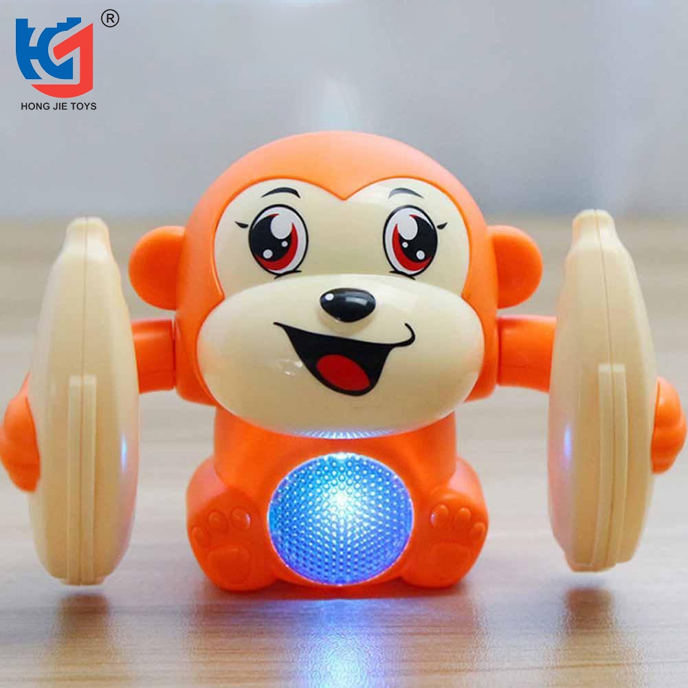 Macaco Elétrico Interativo Rolante com Luz e Música, Brinquedo Infantil Educativo para Bebês e Crianças