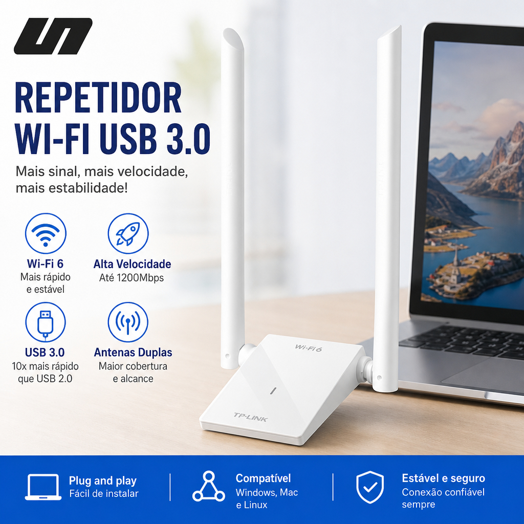 Adaptador USB WiFi 6 AX3000 XDN9000H Placa Rede Sem Fio Dual Band 2.5G 5G Porta Gigabit USB 3.0 PC Laptop