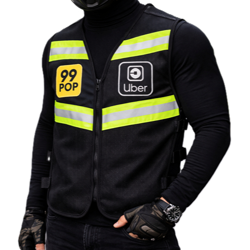 Colete Refletivo Uber Moto 99 Pop Motoboy Mototáxi com Zíper Alta Visibilidade -