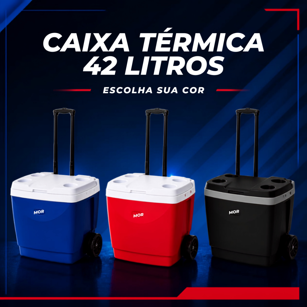 Caixa Termica Com Rodas Mor 42L Cooler Bebida Praia Com Rodinha Oferta Praia