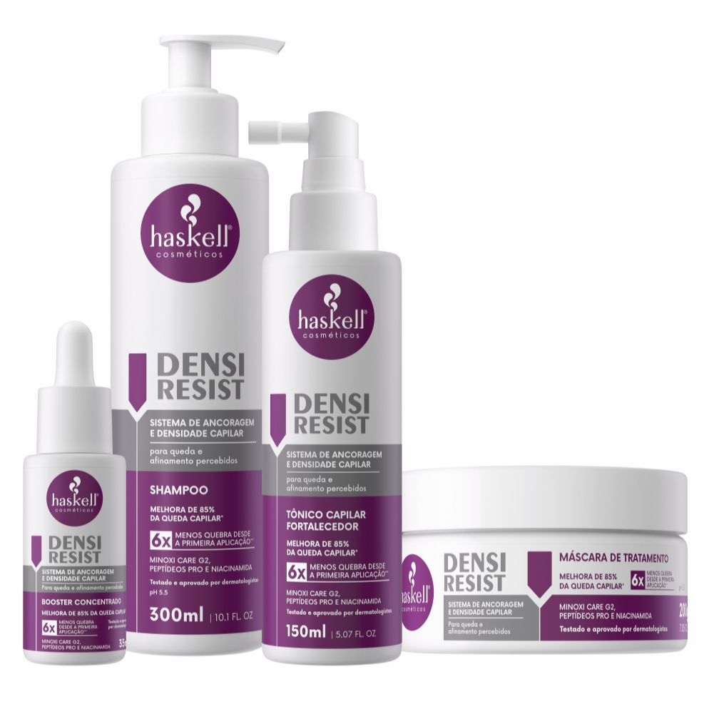 Kit Densi Resist Haskell (4 itens) Tratamento antiqueda e antiquebra Para Cabelos com Queda, Afinamento e Quebra