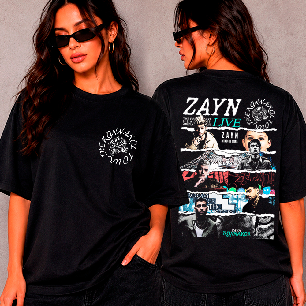 Camiseta Basica ou Oversized T-shirt Zayn Malik The Konnakol Tour 2026 Album Show Pop Estilo Streetwear Unissex Algodão