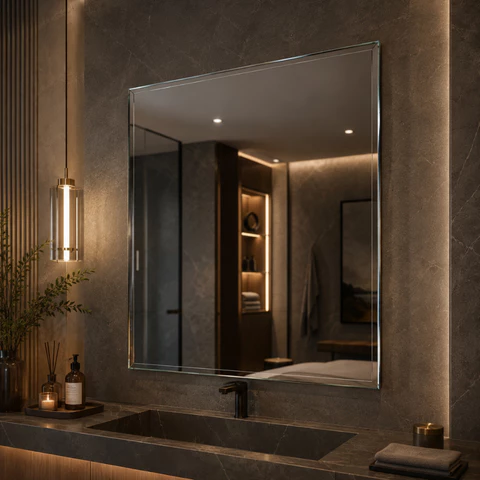 Espelho Mirano Paris 80x60cm Bisotê Grande Moderno Banheiro Lavabo Quarto Parede Decorativo Luxo