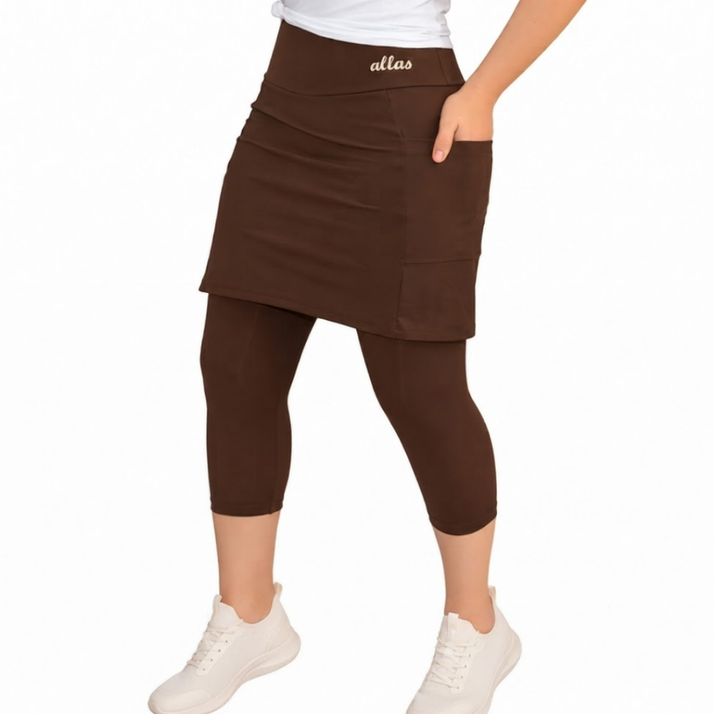 Saia Capri /corsário com Bolso Alta Compressão Roupa Fitness Evangélica Uv50+ Academia Caminhada Ginástica
