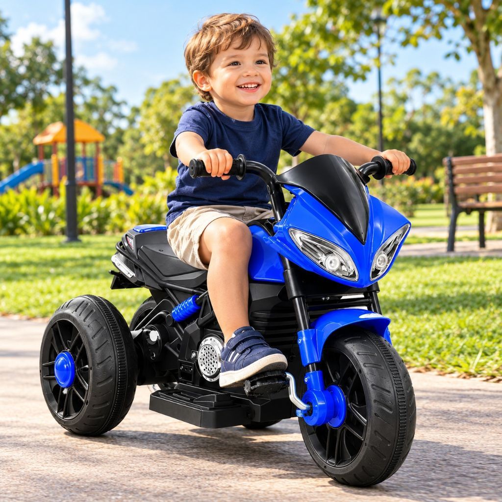 Mini Moto Elétrica Infantil Motinha Triciclo com Luz e Som Bateria 6v Recarregável