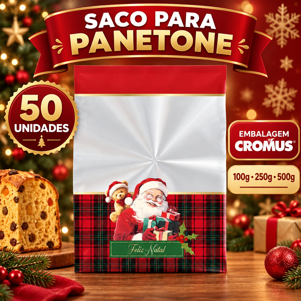Saco Para Panetone -  Magia Inifinita - 50 Unidades - Embalagem Decorado - 100g / 250g / 500g  - Cromus - Rizzo