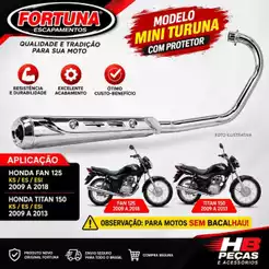Escapamento Mini Turuna 150 2009-2010-2011-2012-2013 KS/ES Estralador Com Protetor cromado