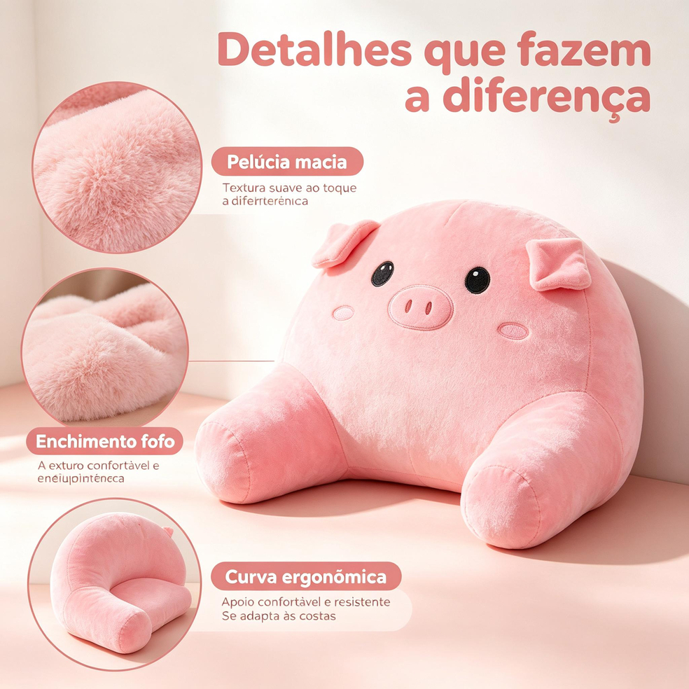 Almofada Apoio Lombar Desenho Animado, Urso e Dinossauro, Acolchoado Macio para Cadeira Escritório, Sofá e Cama