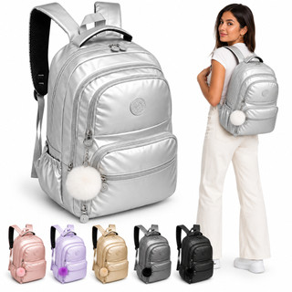 Mochila Sport Feminina Reforçada Brilhosa Impermeável Viagem