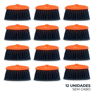 Vassoura Pop Prime Colorida Sem Cabo Multiuso Cerdas Macias Caixa Kit 12 Unidades