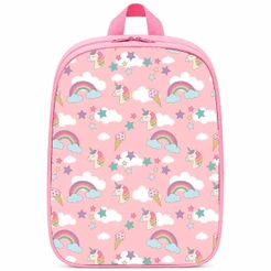 Mochila pequena cor de rosa escolar creche estampas femininas bichinhos fofos unicórnios crianças