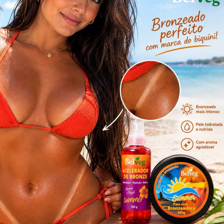Kit Brozeador 120ml + Parafina Aceleradora Summer Bronze Bel Veg 150g