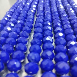 Miçangas Contas De Cristal Vidro 8mm Cor Azul Leitoso "ACHATADAS"