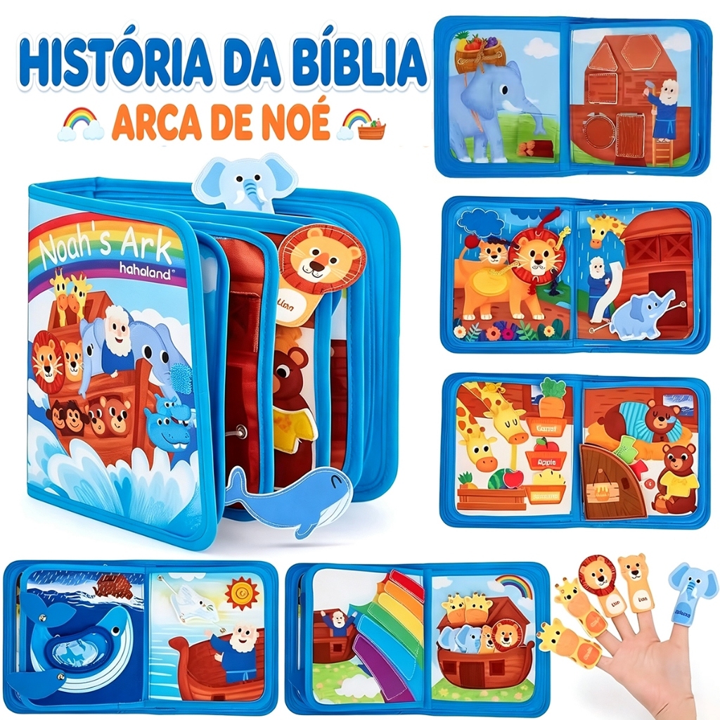 Brinquedos De Menino Livro Quiet Book Feltro Arca de Noé Livro Sensorial Montessori Brinquedos Para Crianças de 1 Ano