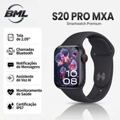 BML Relógio S20 PRO MAX Série 10 Smartwatch Tela AMOLED Monitor de Frequência Cardíaca com 7 pulseiras Esportivo