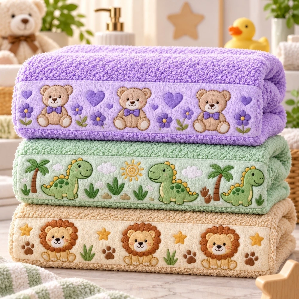 Kit 3 Toalha de Banho Infantil 100% Algodão Soft Kids c/ Desenhos Super Macia