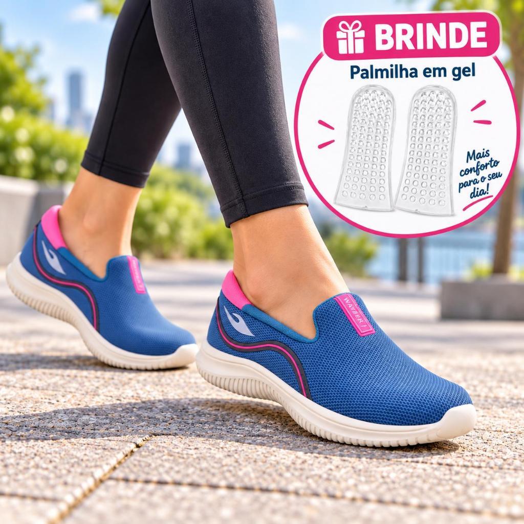 Tênis ortopédico feminino slip on calce fácil academia lazer Confortável