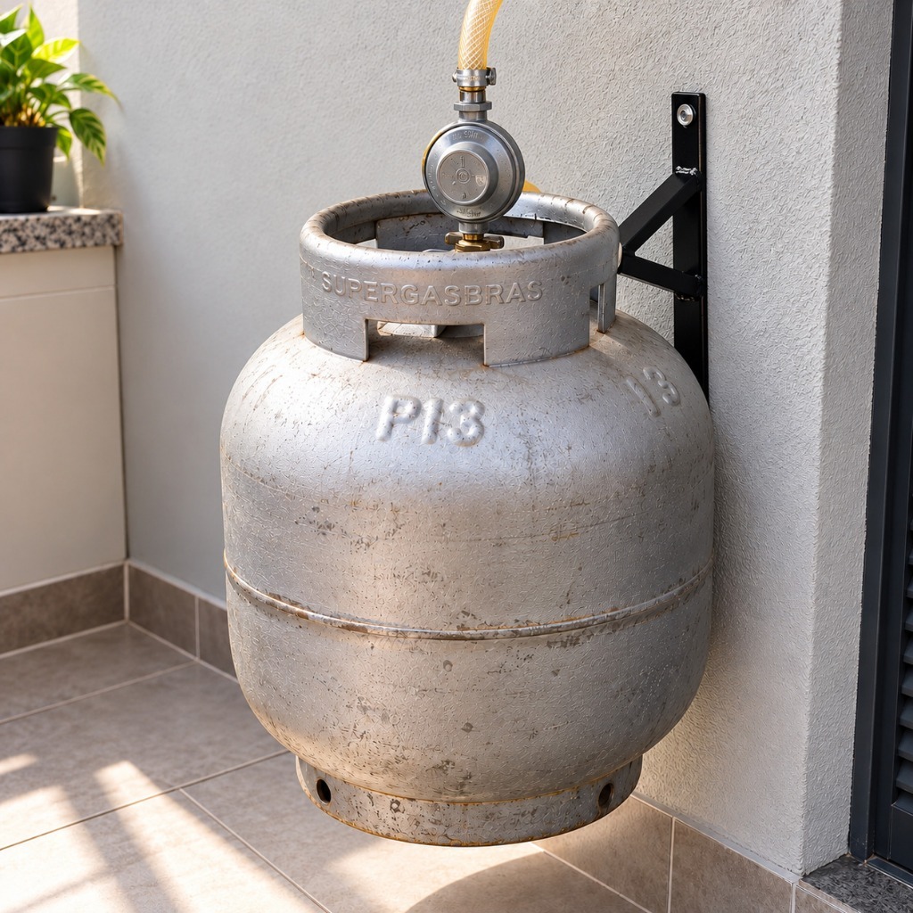 Suporte Botijão de Gás Parede Reforçado Suporte Gás Cozinha Fixação Segura + Parafusos