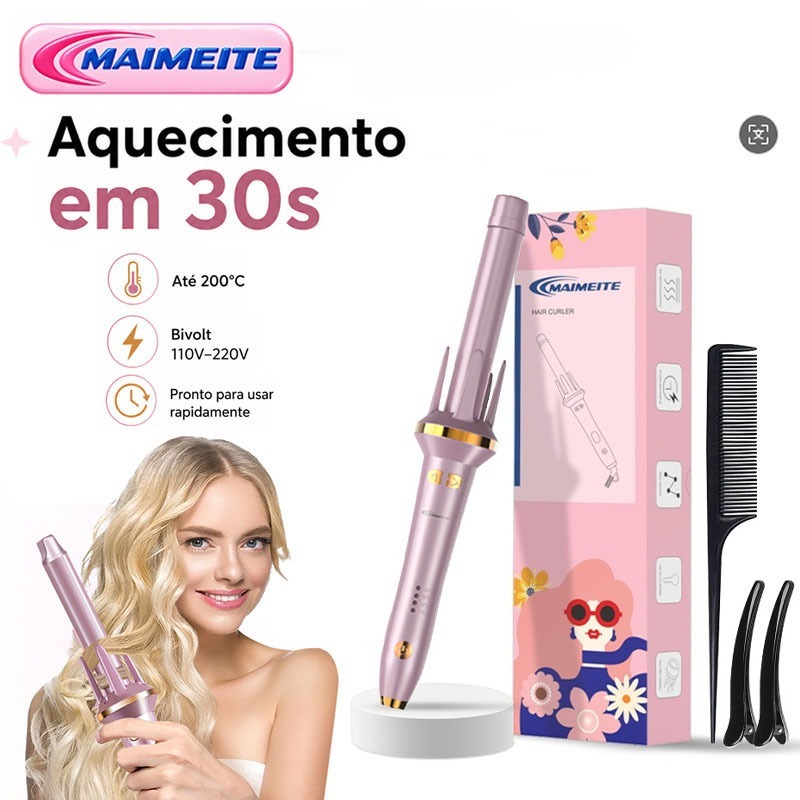 MAIMEITE Modelador De Cachos Giro Automático25mm Profissional Bivolt Revestimento Cerâmico Painel LED Aquecimento Rápido