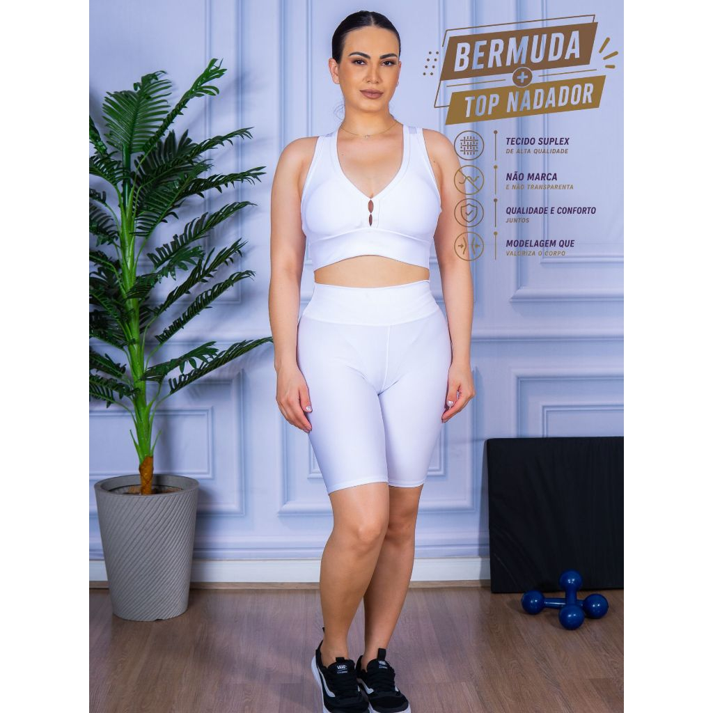 Bermuda Suplex E Top Nadador Varias Cores Conjunto Academia