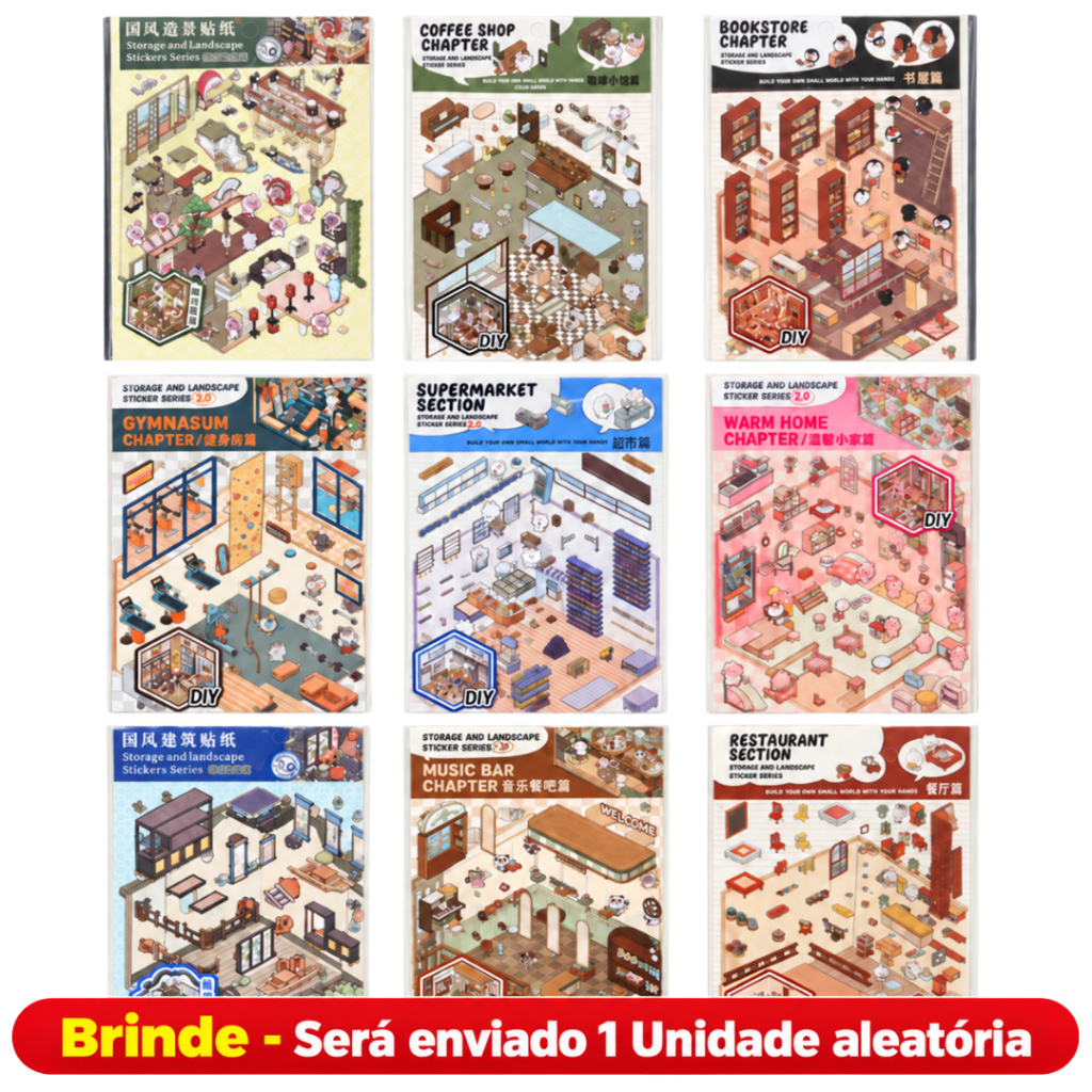 Mimo Caderno Adesivo Estampa Aleatória