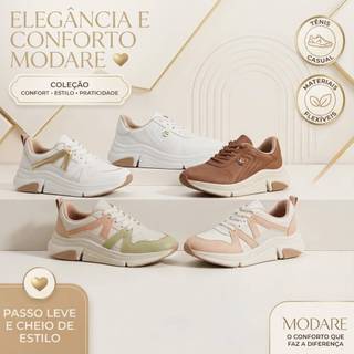 Tênis Modare Feminino Ultra Conforto Estilo Casual Conforto Palmilha Ultra Macia Caminhada Antiderrapante Original