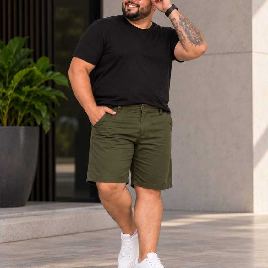 Bermuda Masculina Jeans Sarja Com Lycra Colorida Plus Size Tamanho Grande Algodão Com elastano
