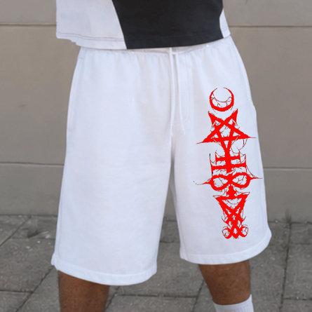 Bermuda Baggy Estampada Masculina Moda de Rua Streetwear Shorts Largo Algodão Skate Estilo Urbano Oversized Cintura Elas