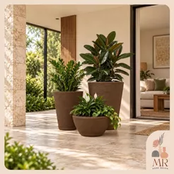 Kit 3 Vaso Pequenos para Planta Grafiato com 3 tamanhos diferentes Decorativos p/ Jardim e Casa