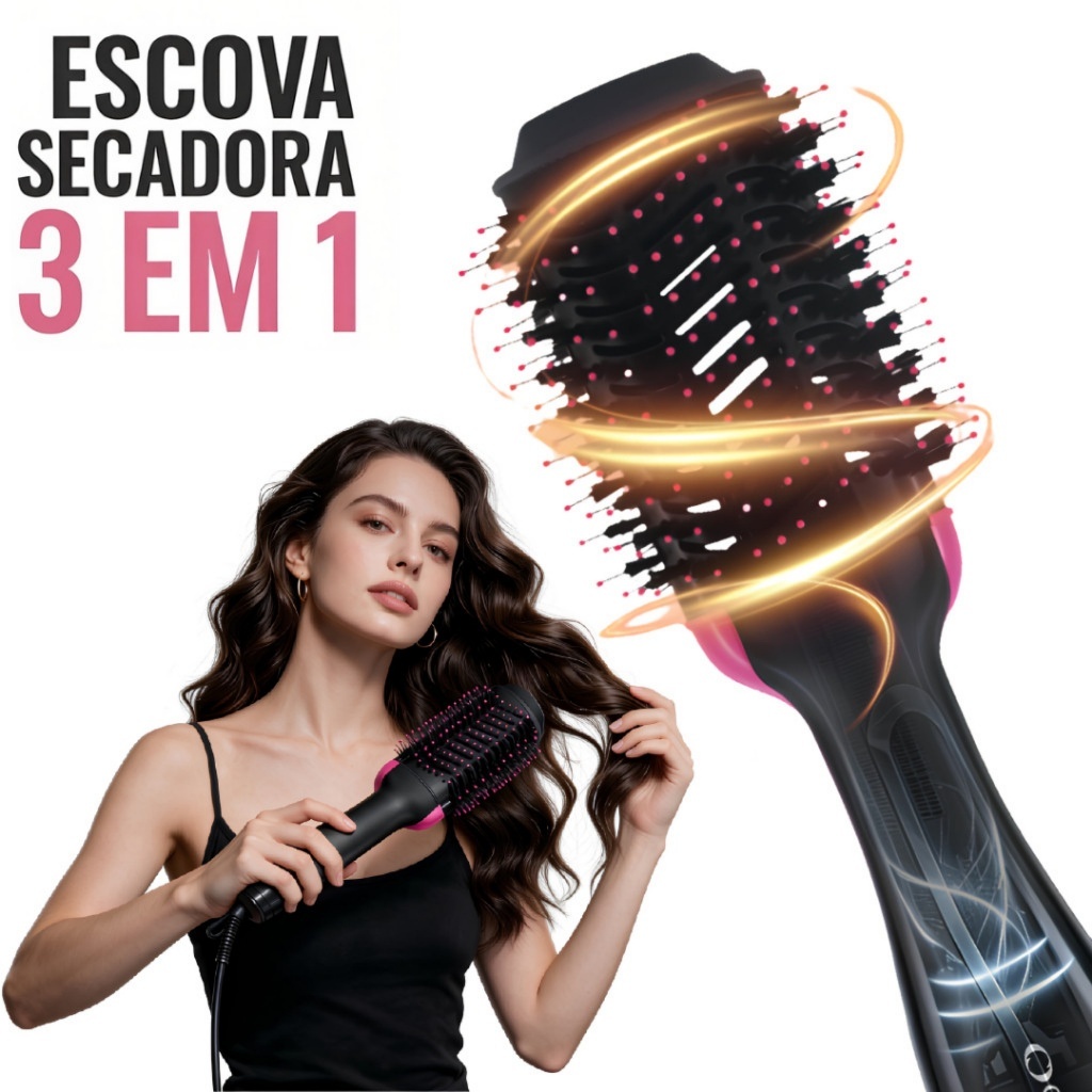 Escova Secadora 3 em 1 Onistek 1300W com Seletor 127V 220V Cerâmica e Ar Frio