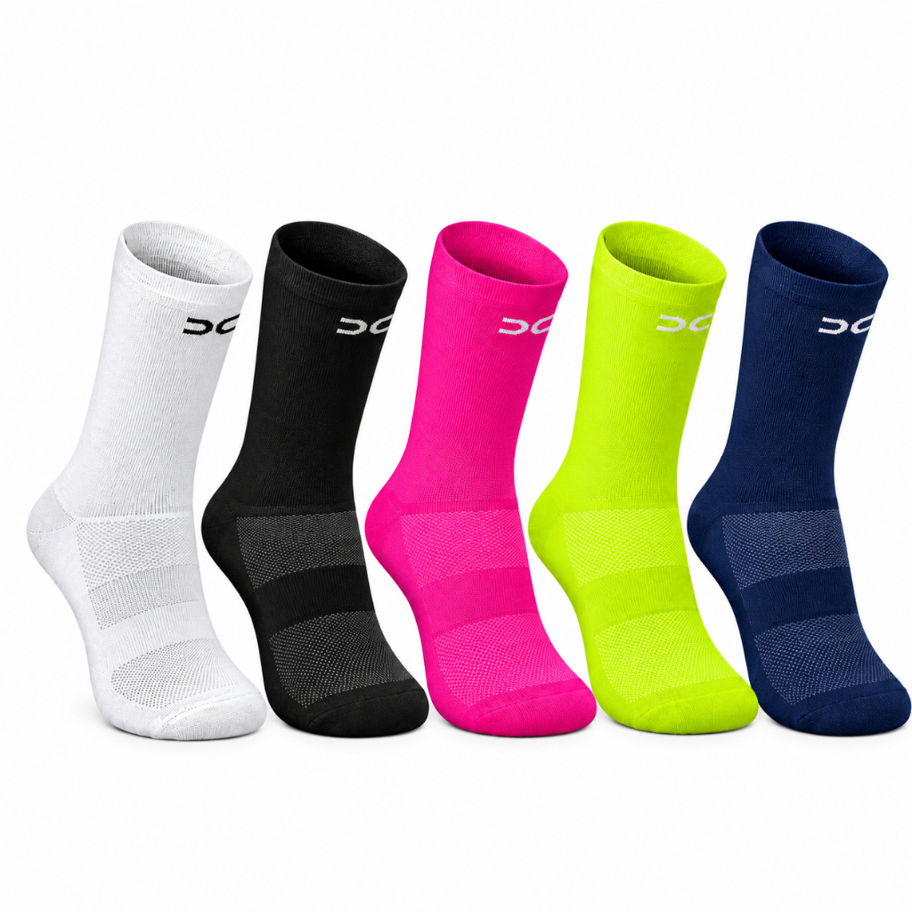Kit Meia Corrida Triatlo Ciclismo Crossfit Academia Poliamida Cano Médio Tam Unico 34 ao 39 Dry  Respirável Anti Bolha