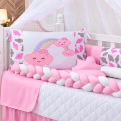 Kit Berço 7 Peças Trança Pop Algodão Padrão Americano/Nacional Conforto Proteção Decoração Bebê