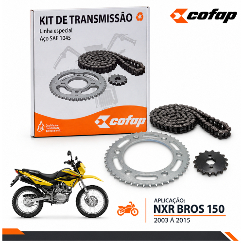 Kit Relacao Tracao Transmissao Honda Nxr Bros 150 2003 2004 2005 2006 2007 A 2015 Original Cofap