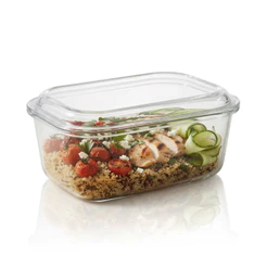 Pote Hermético com Tampa Retangular Lyor 120ml Vidro para Mantimentos Alimentos Cozinha Organização e Armazenar Casa Uso